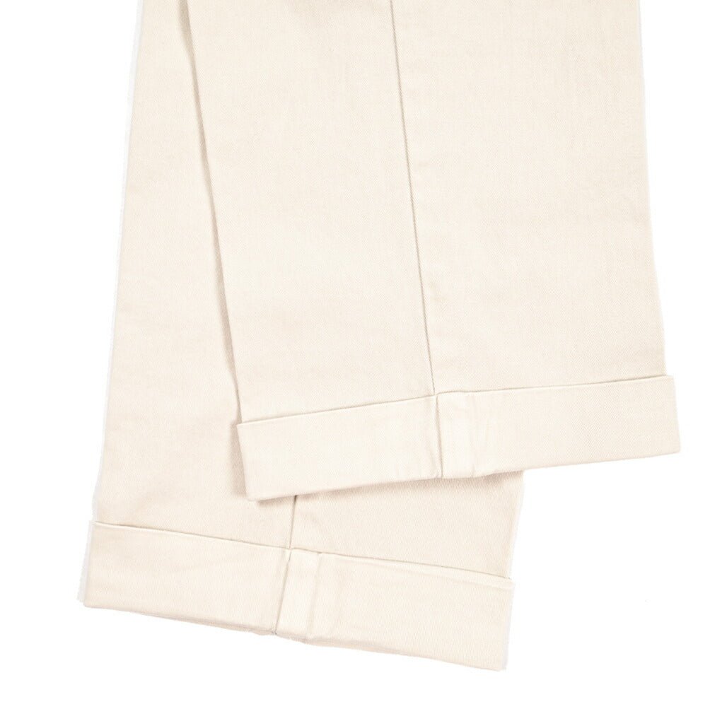 BERWICH “BARBER LONG - GD” ストレッチコットン ツータックパンツ オフホワイト(latte802) 48 | GUARDAROBA MILANO OFFICIAL STORE