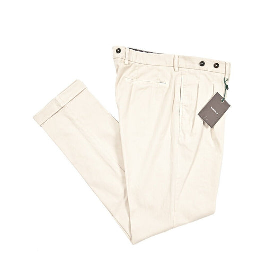 BERWICH “BARBER LONG - GD” ストレッチコットン ツータックパンツ オフホワイト(latte802) 48 | GUARDAROBA MILANO OFFICIAL STORE
