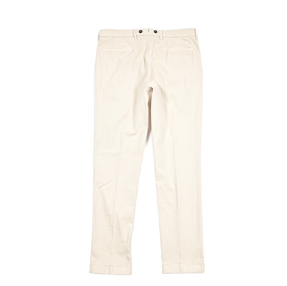 BERWICH “BARBER LONG - GD” ストレッチコットン ツータックパンツ オフホワイト(latte802) 48 | GUARDAROBA MILANO OFFICIAL STORE