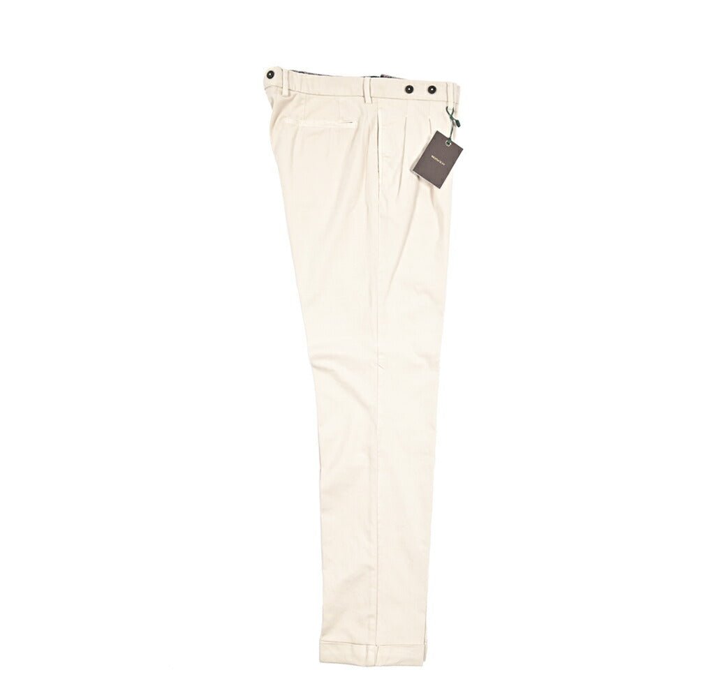 BERWICH “BARBER LONG - GD” ストレッチコットン ツータックパンツ オフホワイト(latte802) 48 | GUARDAROBA MILANO OFFICIAL STORE