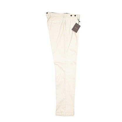 BERWICH “BARBER LONG - GD” ストレッチコットン ツータックパンツ オフホワイト(latte802) 48 | GUARDAROBA MILANO OFFICIAL STORE