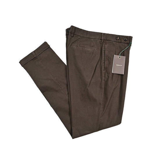 BERWICH “BARBER LONG - GD” ストレッチコットン ツータックパンツ ブラウン(moro1432) 50 | GUARDAROBA MILANO OFFICIAL STORE