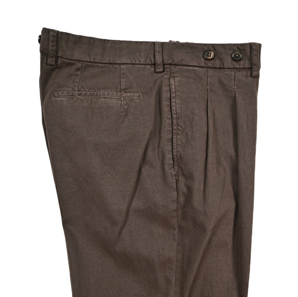 BERWICH “BARBER LONG - GD” ストレッチコットン ツータックパンツ ブラウン(moro1432) 50 | GUARDAROBA MILANO OFFICIAL STORE