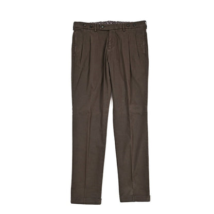 BERWICH “BARBER LONG - GD” ストレッチコットン ツータックパンツ ブラウン(moro1432) 50 | GUARDAROBA MILANO OFFICIAL STORE