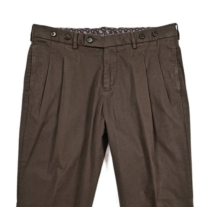 BERWICH “BARBER LONG - GD” ストレッチコットン ツータックパンツ ブラウン(moro1432) 50 | GUARDAROBA MILANO OFFICIAL STORE