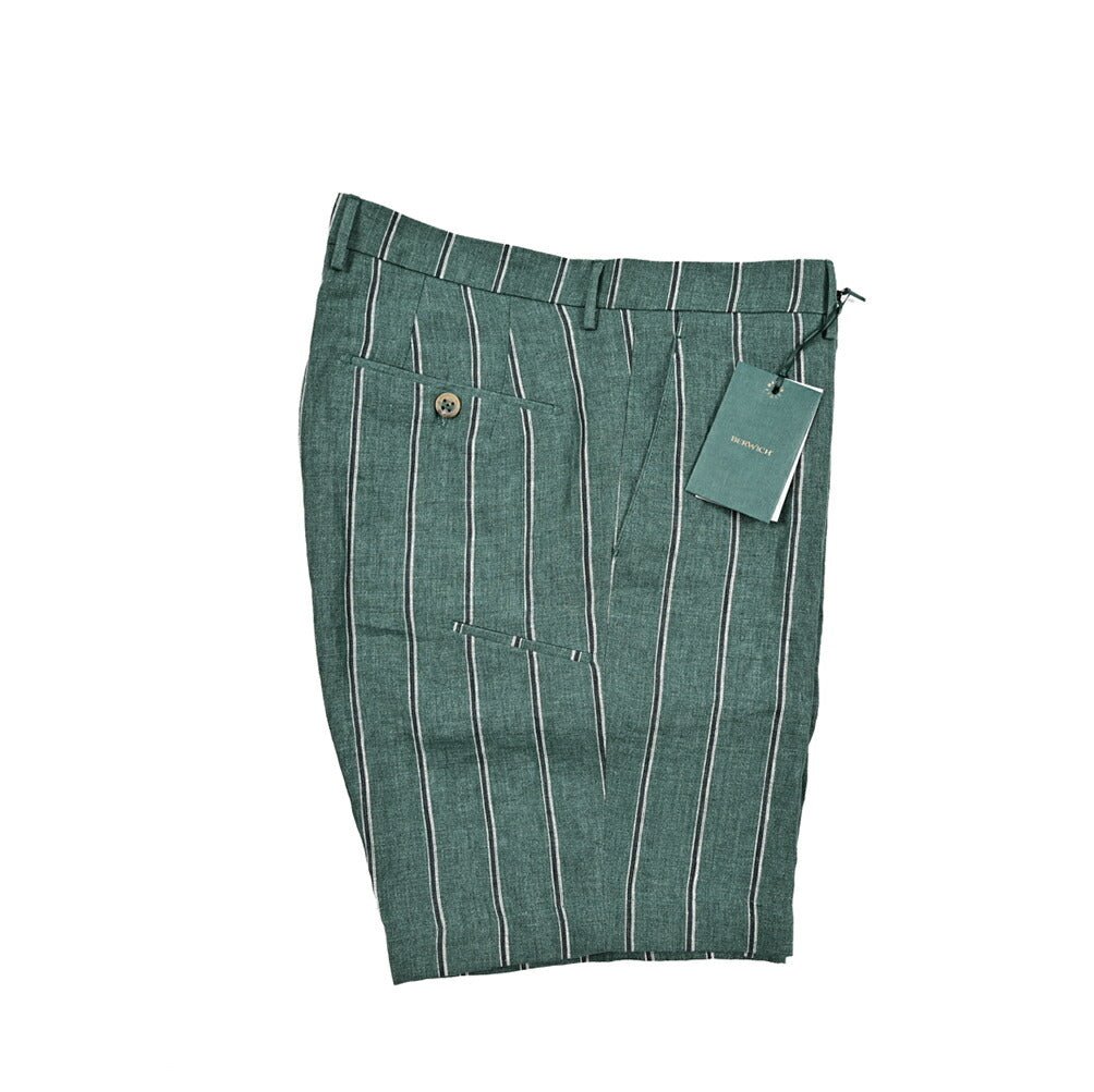 BERWICH "BER_MUDA" リネン100% ノータックショーツ グリーン(gem green) 54 | GUARDAROBA MILANO OFFICIAL STORE