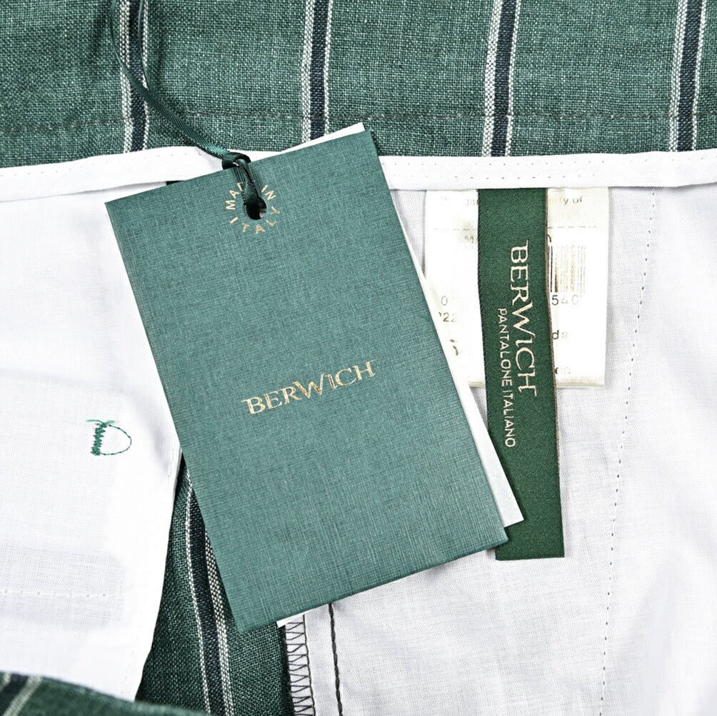 BERWICH "BER_MUDA" リネン100% ノータックショーツ グリーン(gem green) 54 | GUARDAROBA MILANO OFFICIAL STORE