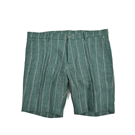 BERWICH "BER_MUDA" リネン100% ノータックショーツ グリーン(gem green) 54 | GUARDAROBA MILANO OFFICIAL STORE