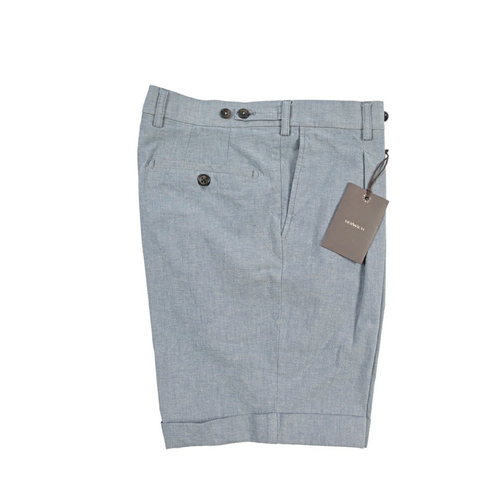 BERWICH “BERMUDA 1P-GD” ストレッチコットン ワンタックショーツ ブルー(indigo) 46 | GUARDAROBA MILANO OFFICIAL STORE