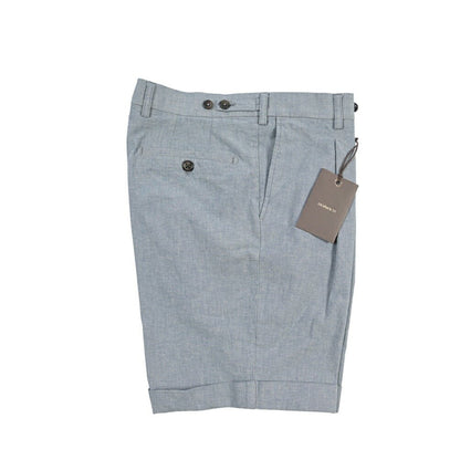 BERWICH “BERMUDA 1P-GD” ストレッチコットン ワンタックショーツ ブルー(indigo) 46 | GUARDAROBA MILANO OFFICIAL STORE