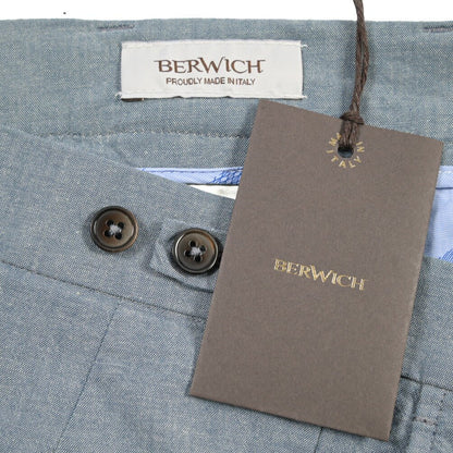 BERWICH “BERMUDA 1P-GD” ストレッチコットン ワンタックショーツ ブルー(indigo) 46 | GUARDAROBA MILANO OFFICIAL STORE