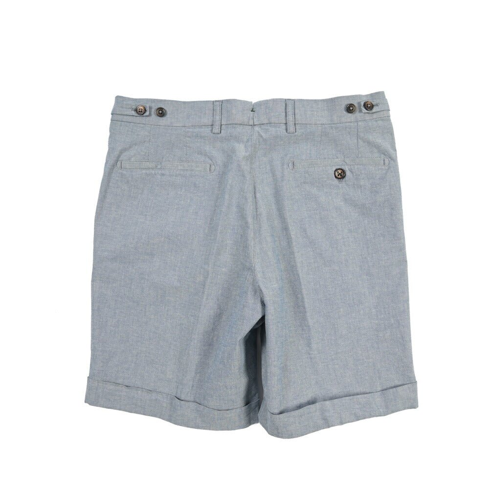 BERWICH “BERMUDA 1P-GD” ストレッチコットン ワンタックショーツ ブルー(indigo) 46 | GUARDAROBA MILANO OFFICIAL STORE