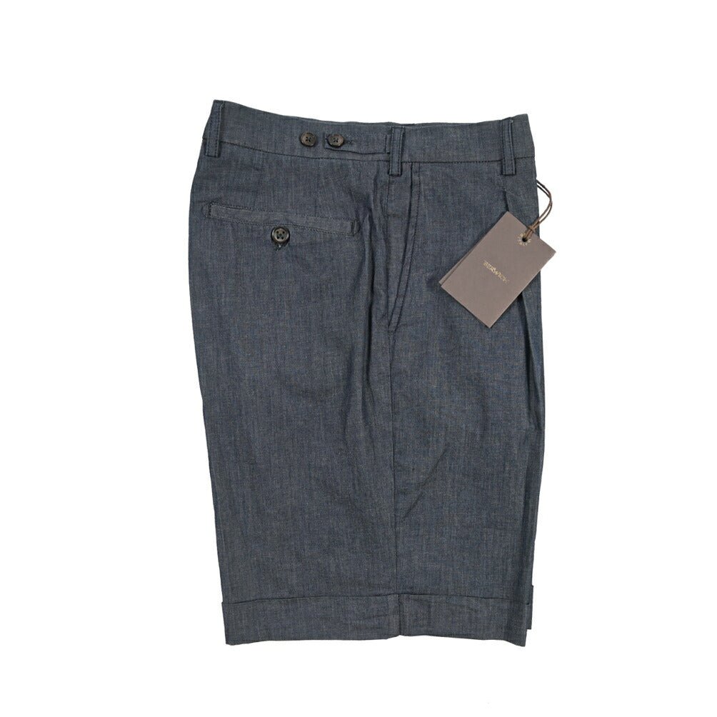 BERWICH “BERMUDA 1P-GD” ストレッチコットン ワンタックショーツ ネイビー(indaco) 46 | GUARDAROBA MILANO OFFICIAL STORE