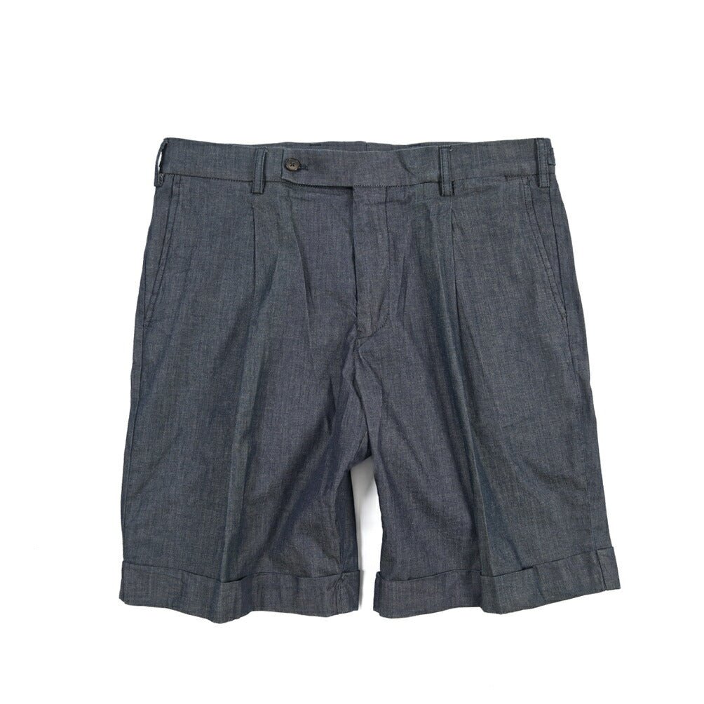 BERWICH “BERMUDA 1P-GD” ストレッチコットン ワンタックショーツ ネイビー(indaco) 46 | GUARDAROBA MILANO OFFICIAL STORE