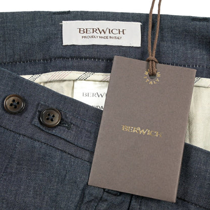 BERWICH “BERMUDA 1P-GD” ストレッチコットン ワンタックショーツ ネイビー(indaco) 46 | GUARDAROBA MILANO OFFICIAL STORE