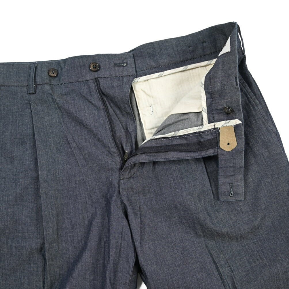 BERWICH “BERMUDA 1P-GD” ストレッチコットン ワンタックショーツ ネイビー(indaco) 46 | GUARDAROBA MILANO OFFICIAL STORE