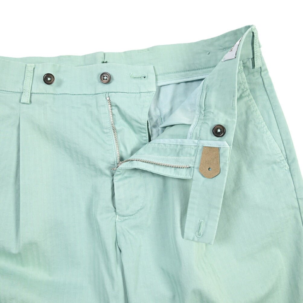 BERWICH “BERMUDA 1P-GD” ストレッチコットン ワンタックショーツ グリーン(menta331) 46 | GUARDAROBA MILANO OFFICIAL STORE