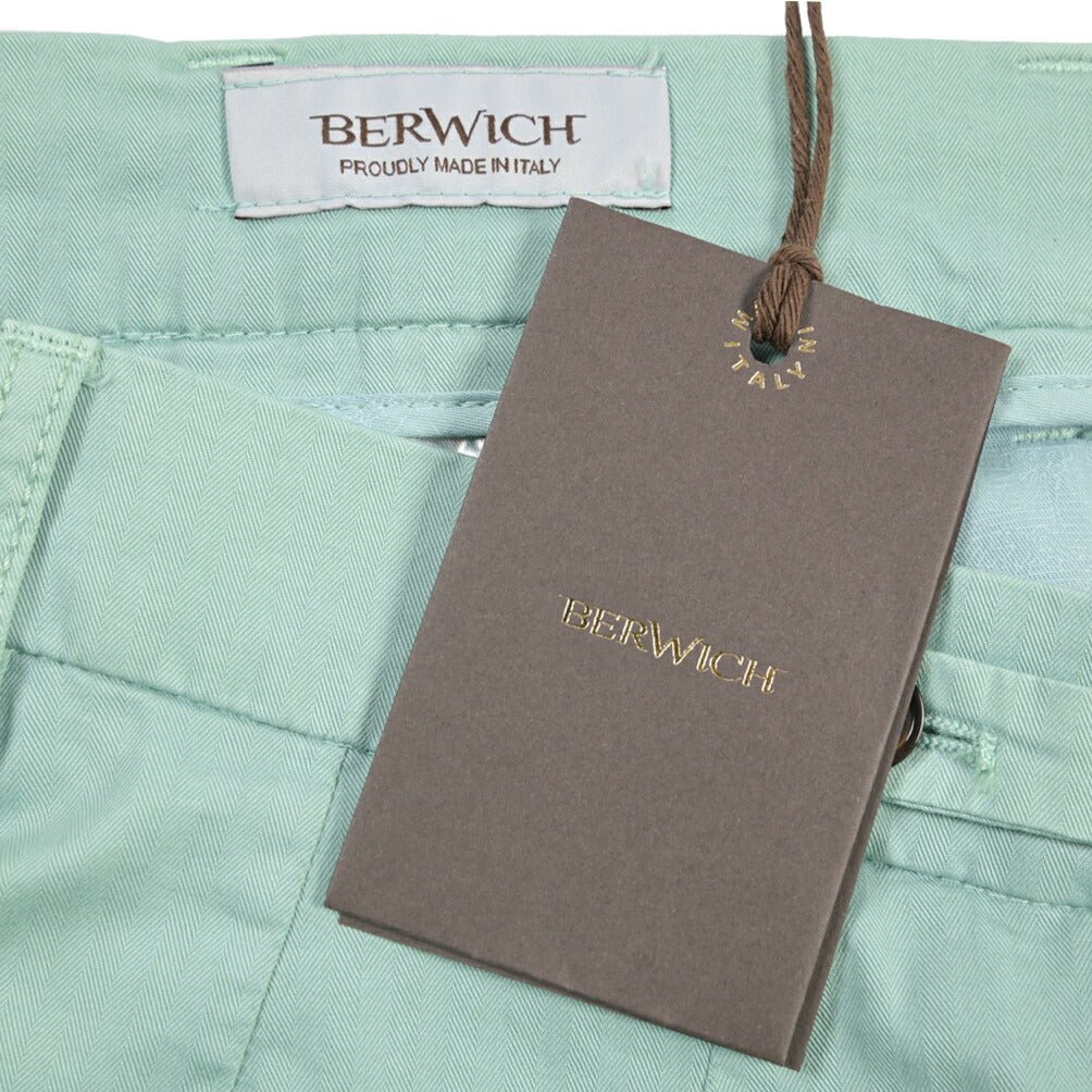 BERWICH “BERMUDA 1P-GD” ストレッチコットン ワンタックショーツ グリーン(menta331) 46 | GUARDAROBA MILANO OFFICIAL STORE