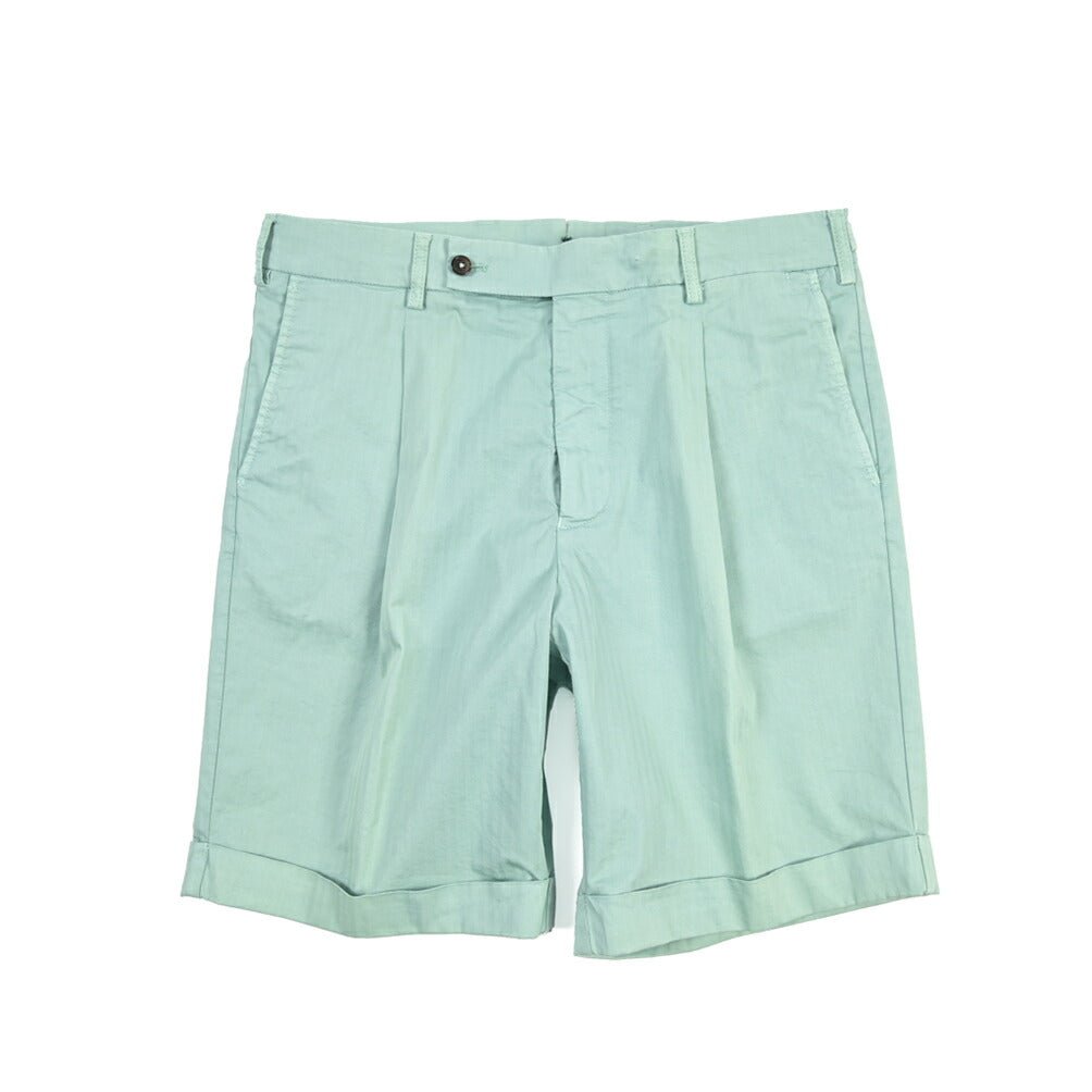 BERWICH “BERMUDA 1P-GD” ストレッチコットン ワンタックショーツ グリーン(menta331) 46 | GUARDAROBA MILANO OFFICIAL STORE