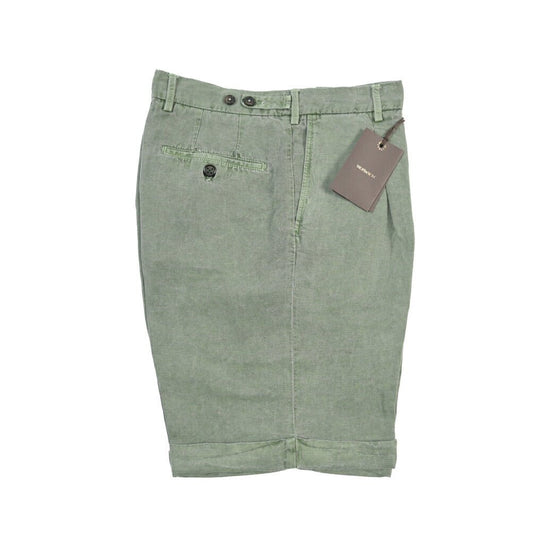 BERWICH “BERMUDA 1P-GD” リヨセル混リネン ワンタックショーツ グリーン(slav164) 48 | GUARDAROBA MILANO OFFICIAL STORE