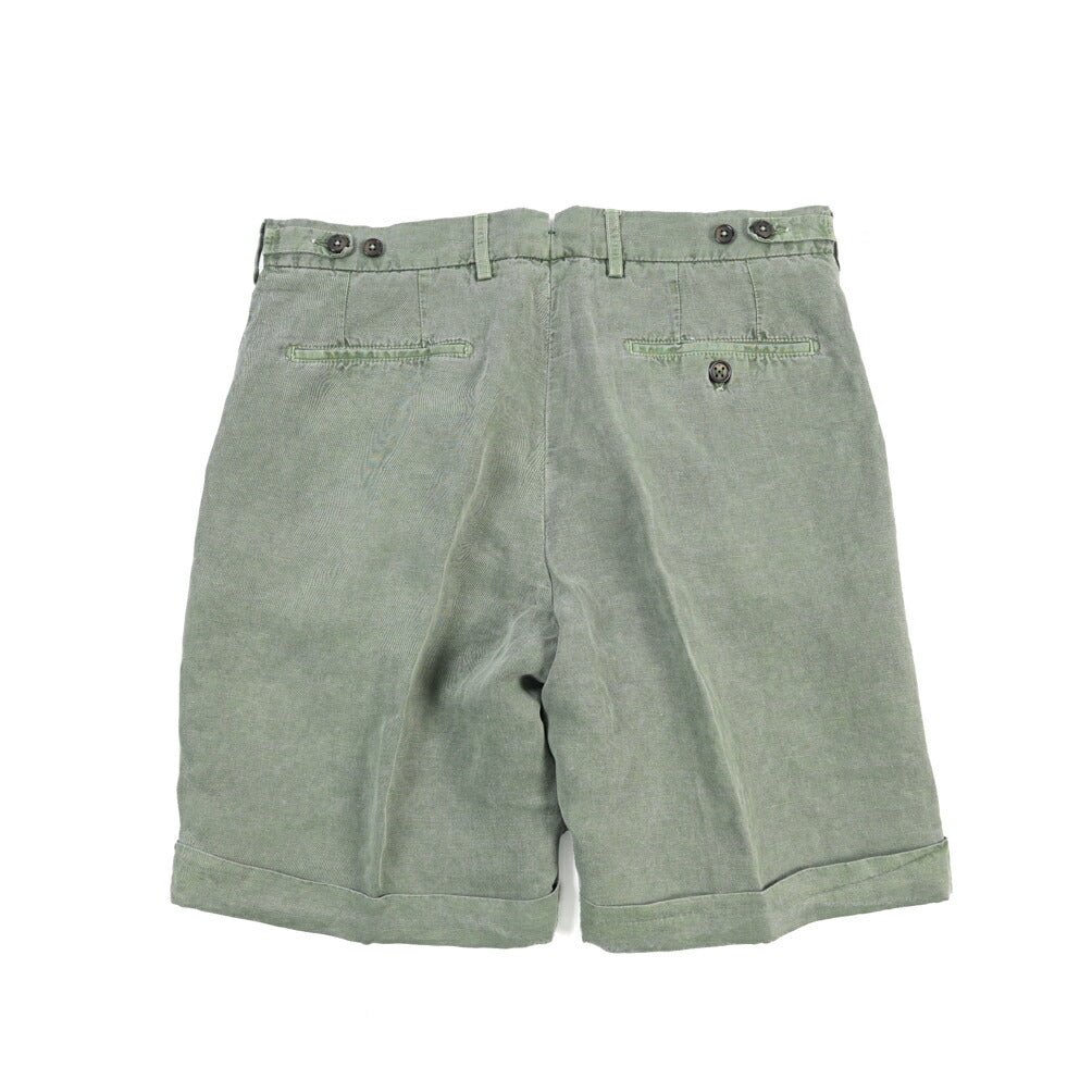 BERWICH “BERMUDA 1P-GD” リヨセル混リネン ワンタックショーツ グリーン(slav164) 48 | GUARDAROBA MILANO OFFICIAL STORE
