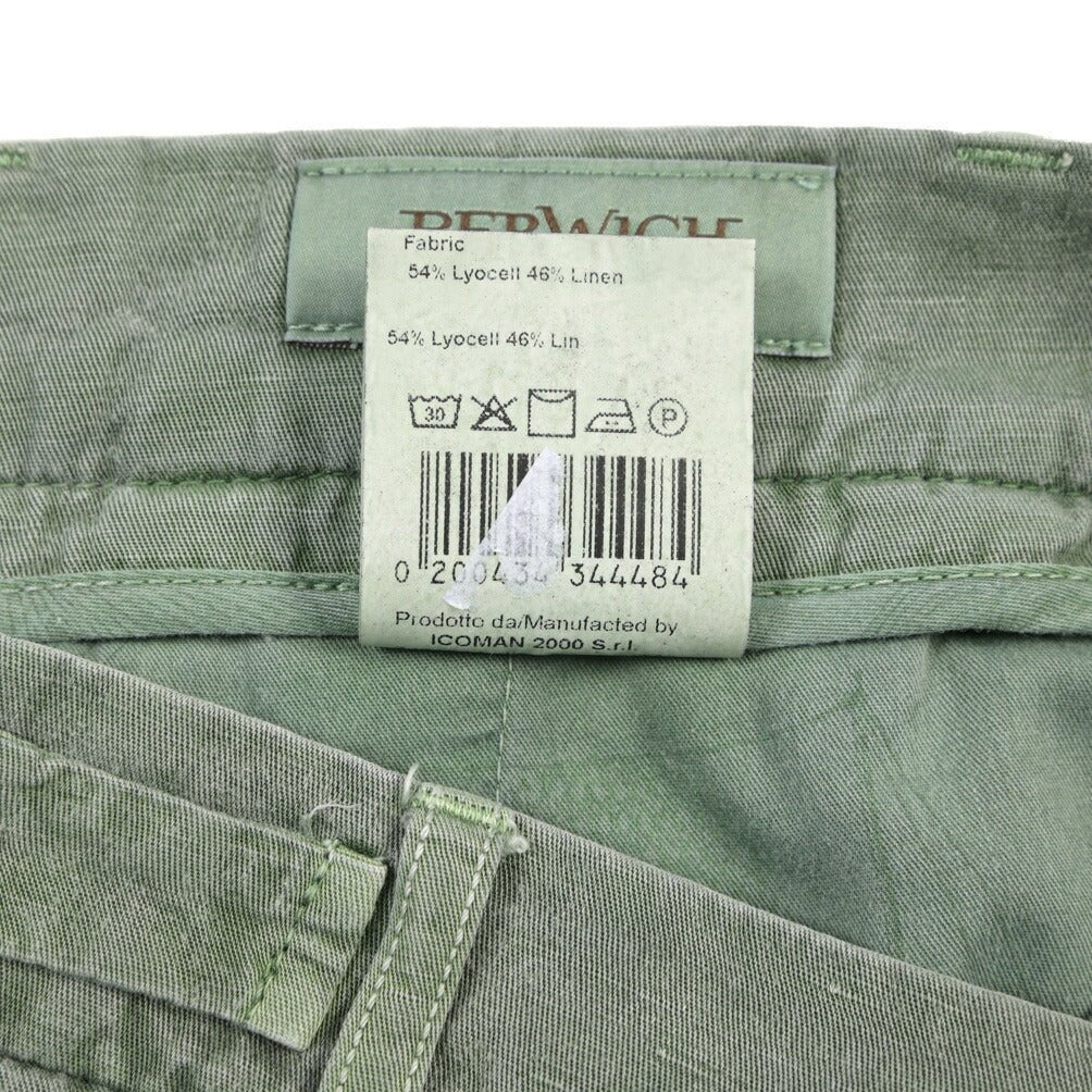 BERWICH “BERMUDA 1P-GD” リヨセル混リネン ワンタックショーツ グリーン(slav164) 48 | GUARDAROBA MILANO OFFICIAL STORE