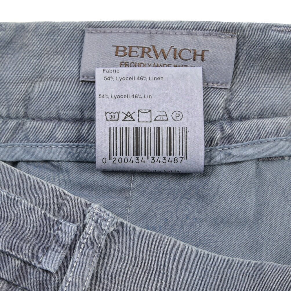 BERWICH “BERMUDA 1P-GD” リヨセル混リネン ワンタックショーツ ブルーグレー(slav1341) 48 | GUARDAROBA MILANO OFFICIAL STORE
