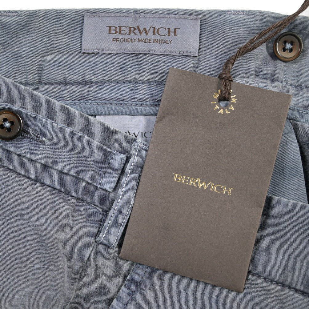 BERWICH “BERMUDA 1P-GD” リヨセル混リネン ワンタックショーツ ブルーグレー(slav1341) 48 | GUARDAROBA MILANO OFFICIAL STORE