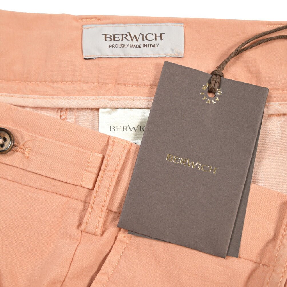 BERWICH “BERMUDA 1P-GD” ストレッチコットン ワンタックショーツ オレンジ(pesco895) 46 | GUARDAROBA MILANO OFFICIAL STORE