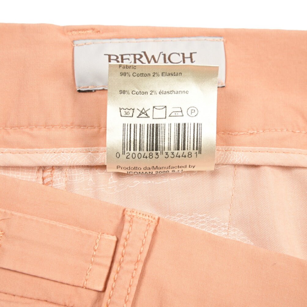 BERWICH “BERMUDA 1P-GD” ストレッチコットン ワンタックショーツ オレンジ(pesco895) 46 | GUARDAROBA MILANO OFFICIAL STORE