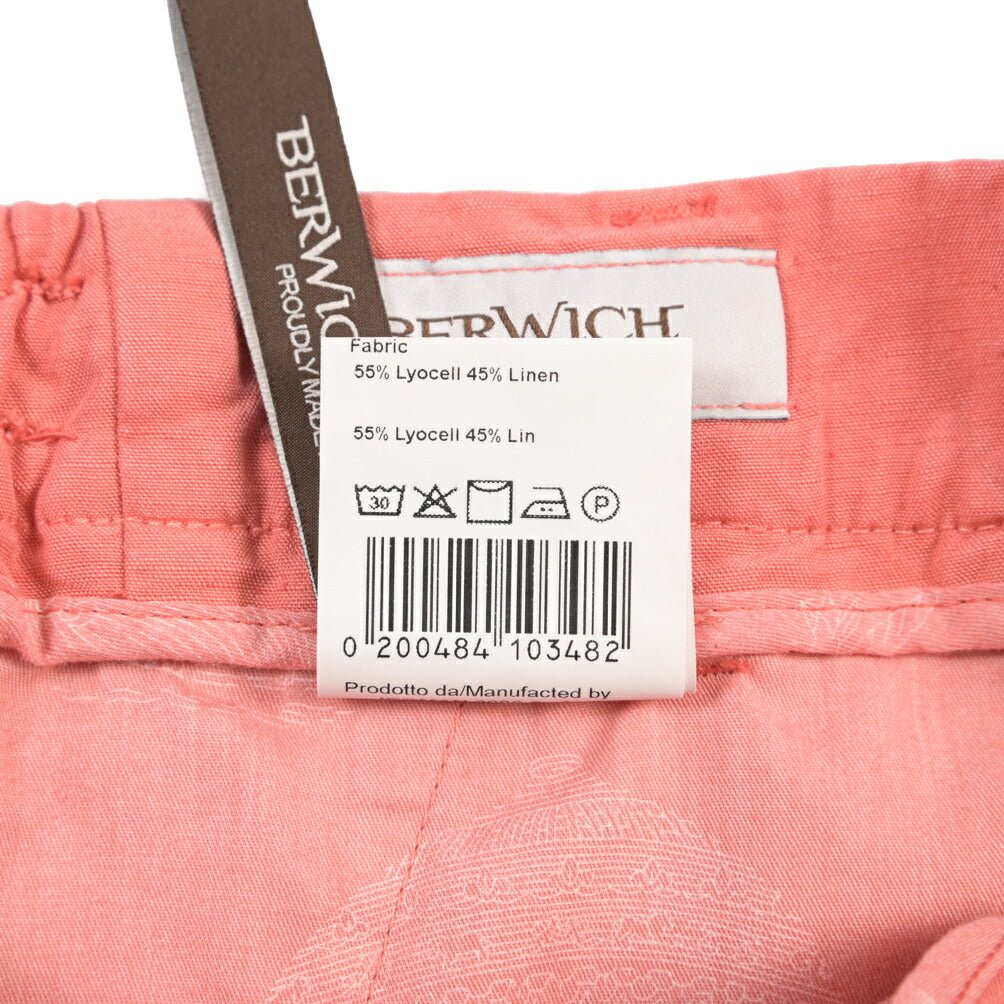 BERWICH “BERMUDA ELAX-GD” リヨセル混リネン ノータックショーツ ピンク(geranio519) 46 | GUARDAROBA MILANO OFFICIAL STORE