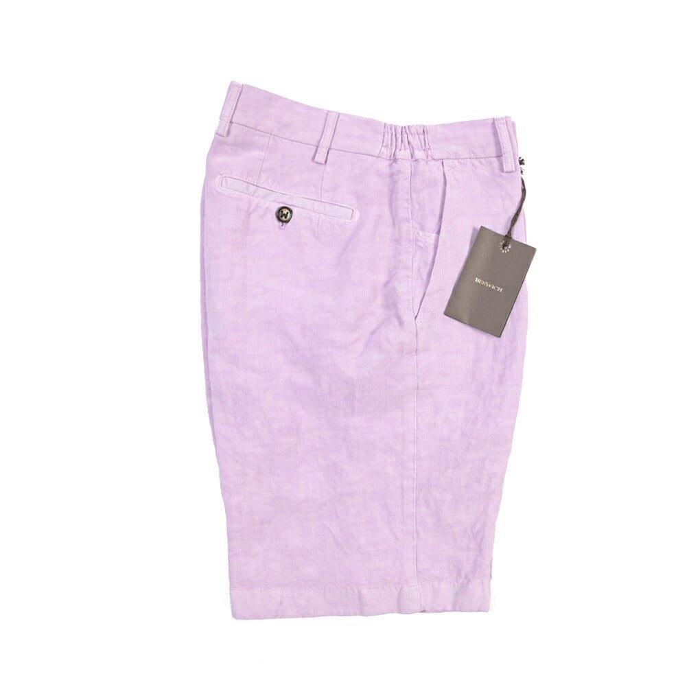 BERWICH “BERMUDA ELAX-GD” リヨセル混リネン ノータックショーツ パープル(lilla442) 48 | GUARDAROBA MILANO OFFICIAL STORE