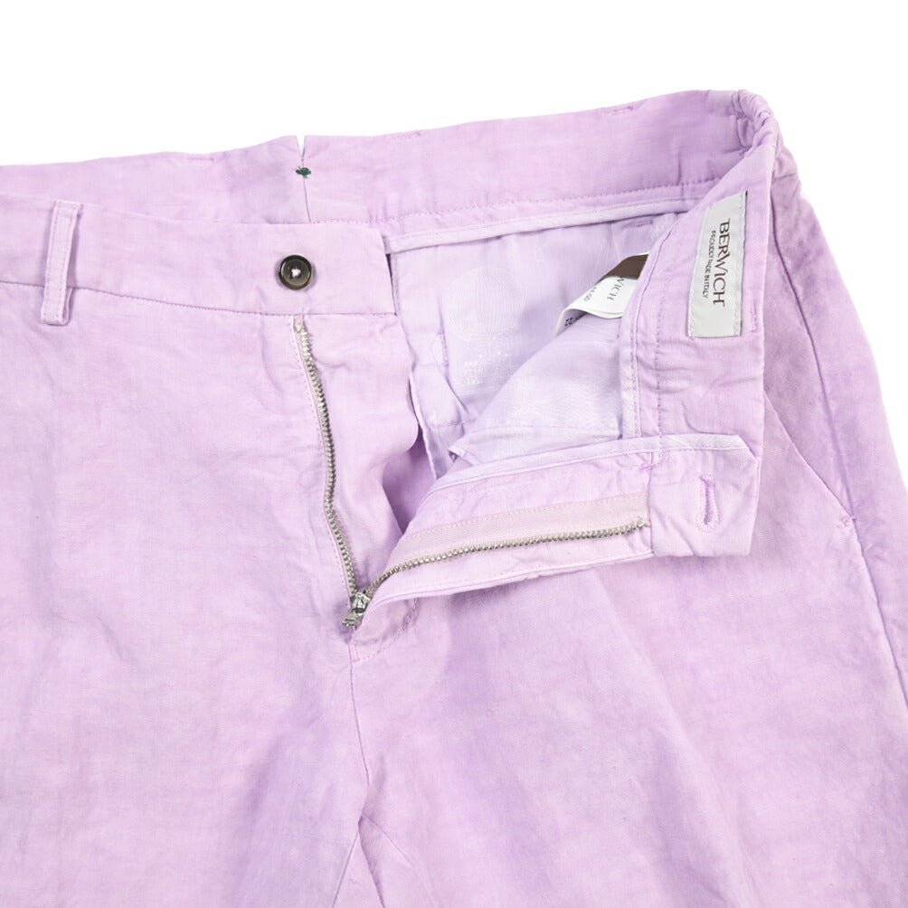 BERWICH “BERMUDA ELAX-GD” リヨセル混リネン ノータックショーツ パープル(lilla442) 48 | GUARDAROBA MILANO OFFICIAL STORE