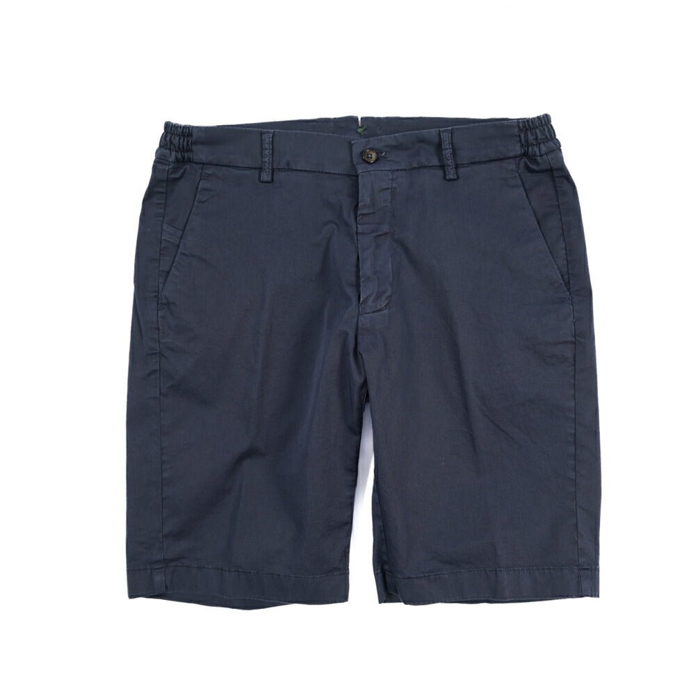 BERWICH “BERMUDA ELAX-GD” ストレッチコットン ノータックショーツ / 製品染め ネイビー(indigo339) 48 | GUARDAROBA MILANO OFFICIAL STORE