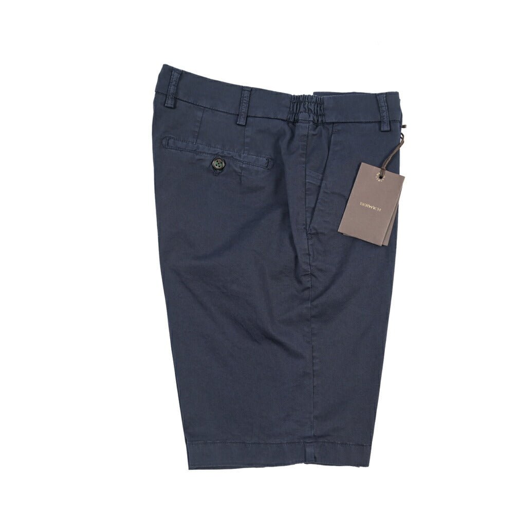 BERWICH “BERMUDA ELAX-GD” ストレッチコットン ノータックショーツ / 製品染め ネイビー(indigo339) 48 | GUARDAROBA MILANO OFFICIAL STORE