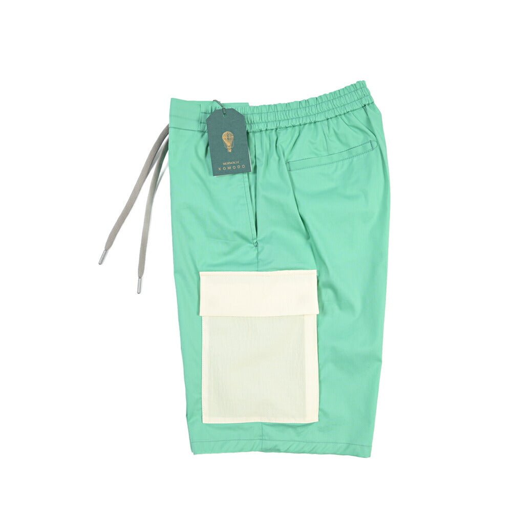 BERWICH “BERMUDA PADEL” ナイロン混コットン ノータックショーツ グリーン(water green) S | GUARDAROBA MILANO OFFICIAL STORE