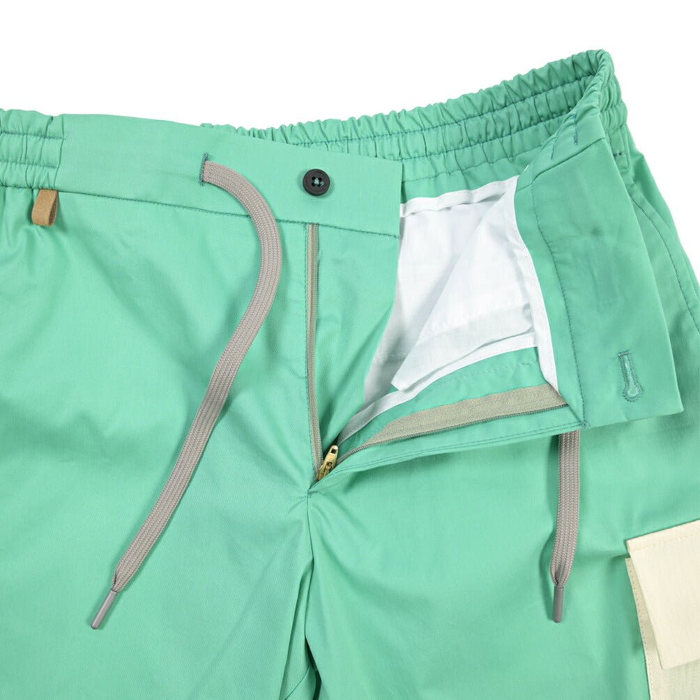 BERWICH “BERMUDA PADEL” ナイロン混コットン ノータックショーツ グリーン(water green) S | GUARDAROBA MILANO OFFICIAL STORE