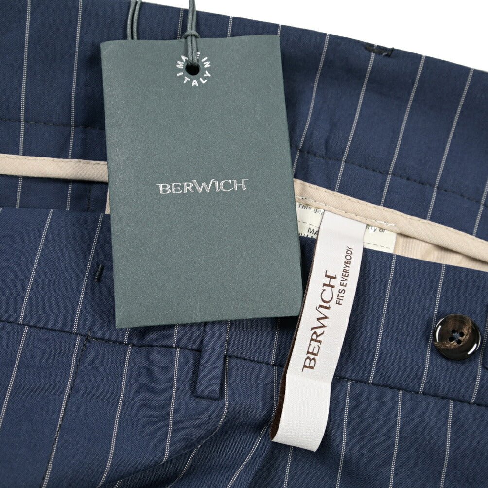 BERWICH “BERTO” リヨセル混コットン ワンタックパンツ ネイビー(navy) 50 | GUARDAROBA MILANO OFFICIAL STORE