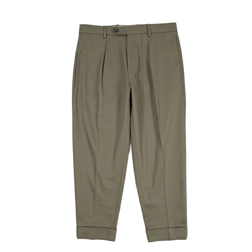 BERWICH “CHIAIA” コットン100% ワンタックパンツ カーキグリーン(army) 48 | GUARDAROBA MILANO OFFICIAL STORE