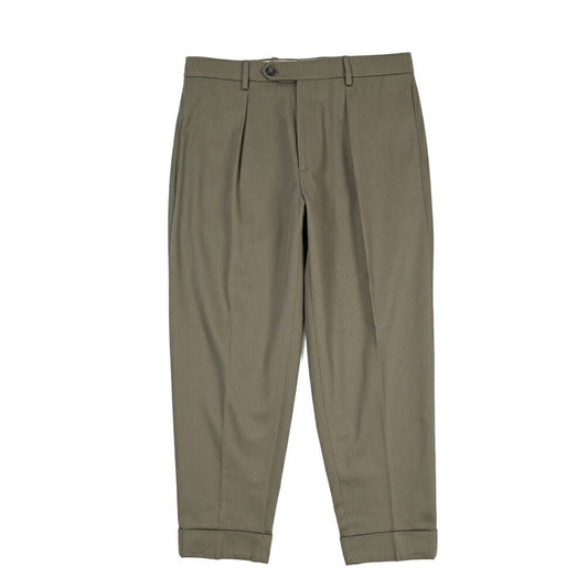 BERWICH “CHIAIA” コットン100% ワンタックパンツ カーキグリーン(army) 48 | GUARDAROBA MILANO OFFICIAL STORE