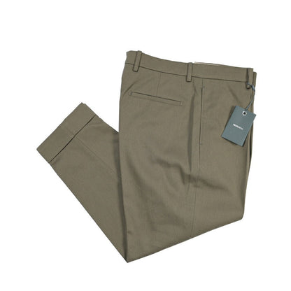 BERWICH “CHIAIA” コットン100% ワンタックパンツ カーキグリーン(army) 48 | GUARDAROBA MILANO OFFICIAL STORE