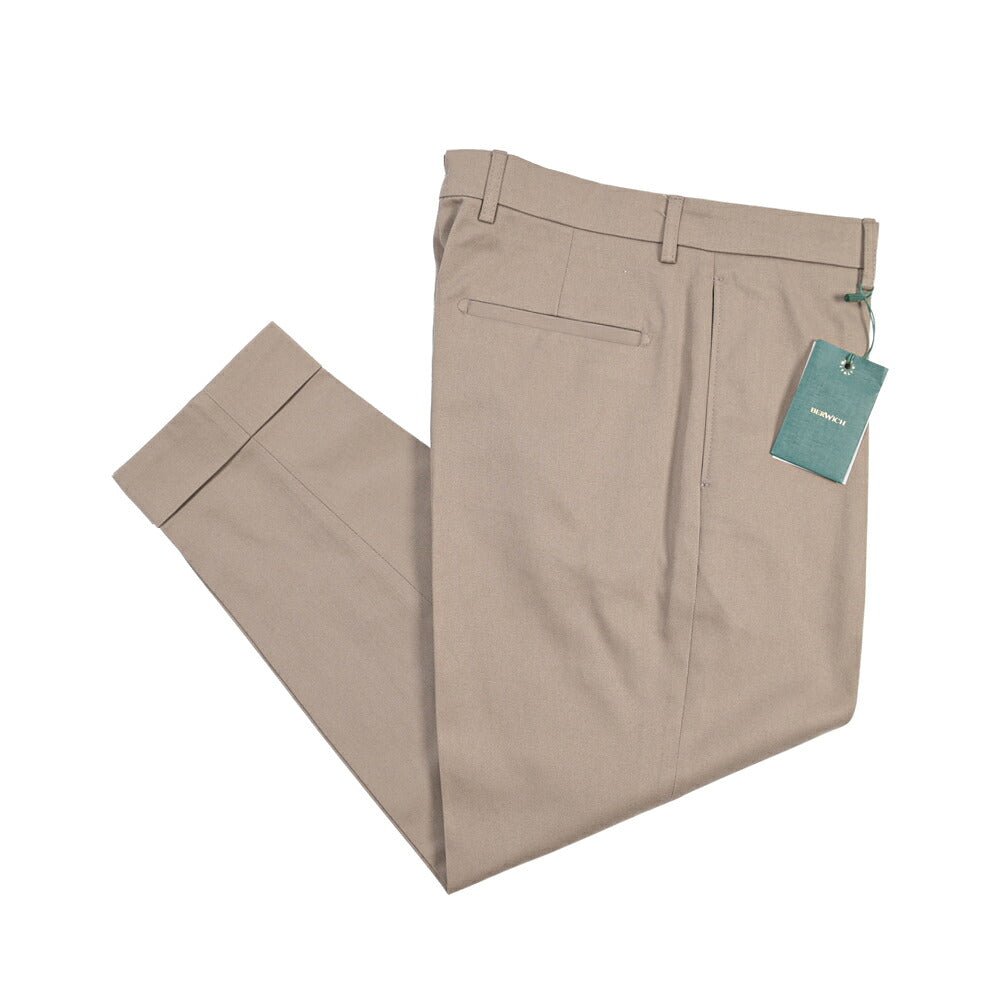 BERWICH “CHIAIA” コットン100% ワンタックパンツ グレージュ(khaki) 46 | GUARDAROBA MILANO OFFICIAL STORE