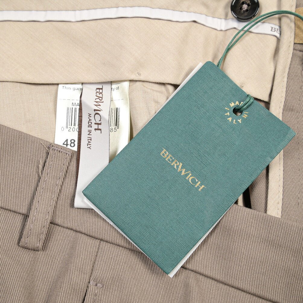 BERWICH “CHIAIA” コットン100% ワンタックパンツ グレージュ(khaki) 46 | GUARDAROBA MILANO OFFICIAL STORE