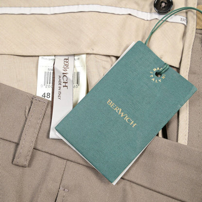 BERWICH “CHIAIA” コットン100% ワンタックパンツ グレージュ(khaki) 46 | GUARDAROBA MILANO OFFICIAL STORE