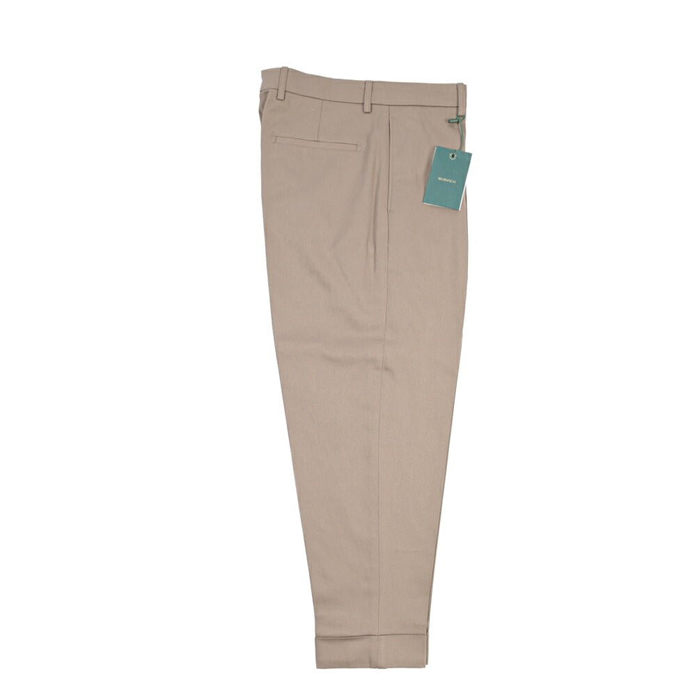 BERWICH “CHIAIA” コットン100% ワンタックパンツ グレージュ(khaki) 46 | GUARDAROBA MILANO OFFICIAL STORE