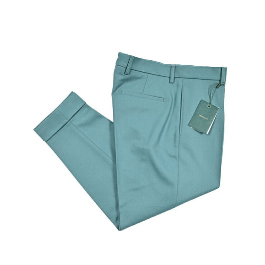 BERWICH “CHIAIA” スラックス ワンタック インプリーツ パンツ ウール100% / CANONICO製生地 グリーン(water green) 46 | GUARDAROBA MILANO OFFICIAL STORE
