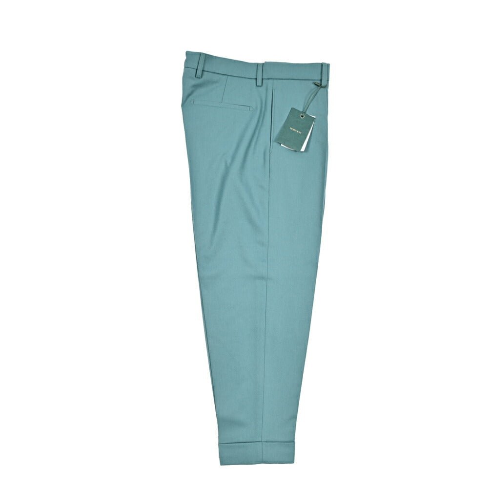 BERWICH “CHIAIA” スラックス ワンタック インプリーツ パンツ ウール100% / CANONICO製生地 グリーン(water green) 46 | GUARDAROBA MILANO OFFICIAL STORE