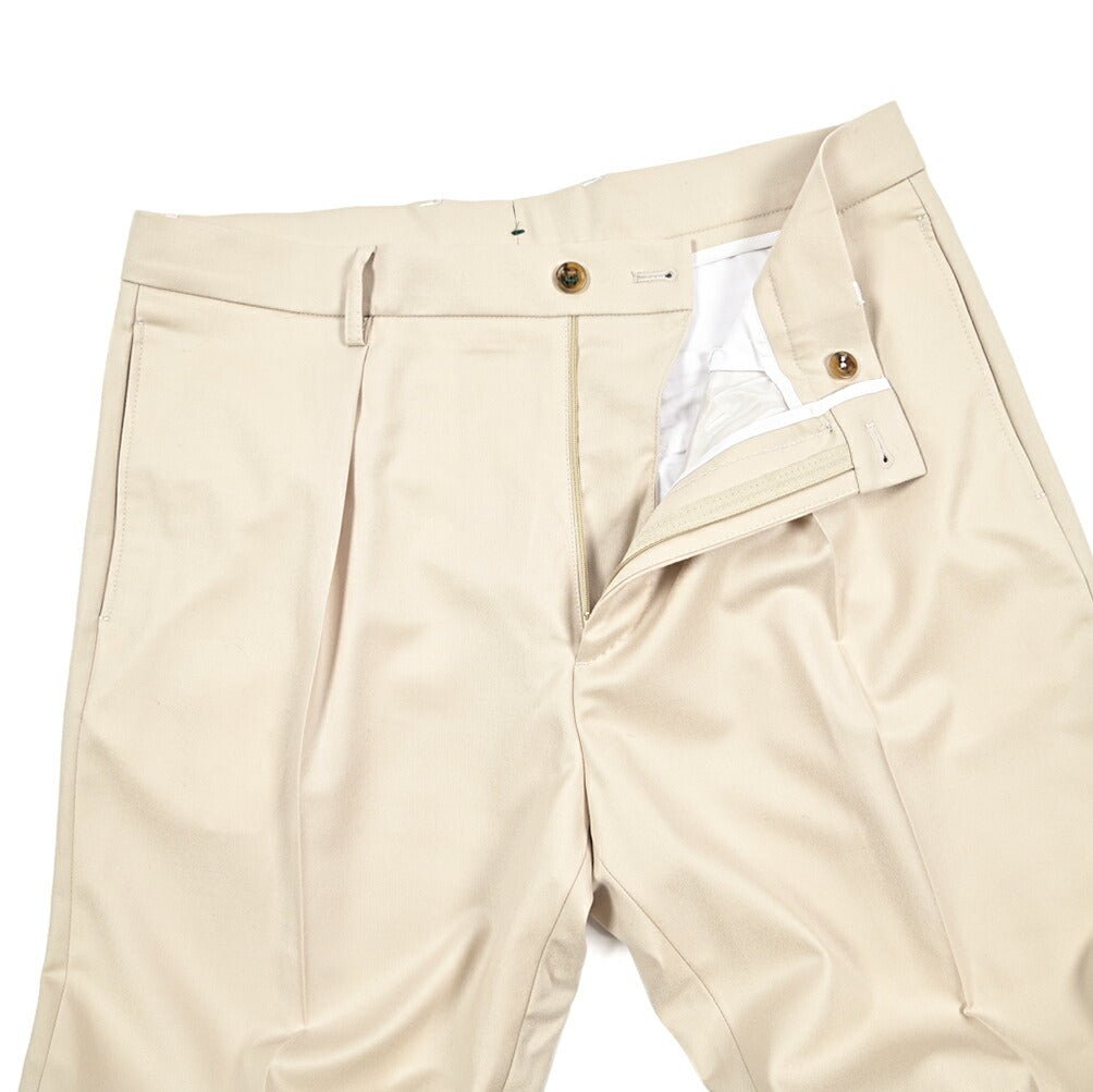 BERWICH “CHIAIA” ヴァージンウール100% ワンタックスラックス / CANONICO製生地 ライトベージュ(chalk) 50 | GUARDAROBA MILANO OFFICIAL STORE