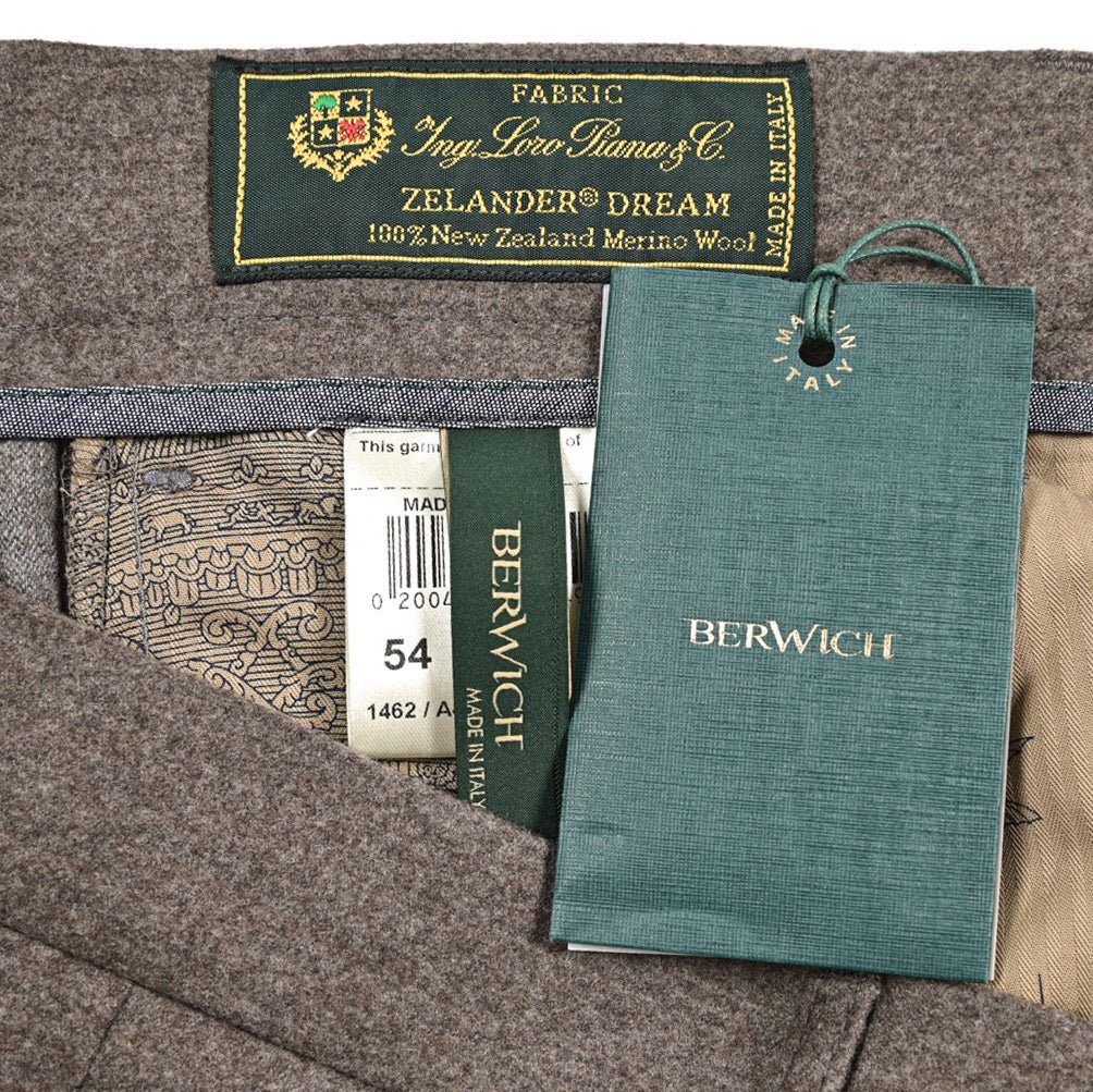 BERWICH “CHIAIA” ヴァージンウール100% ワンタックスラックス / Loro Piana製生地 (ZELANDER) グレージュ(greige) 54 | GUARDAROBA MILANO OFFICIAL STORE