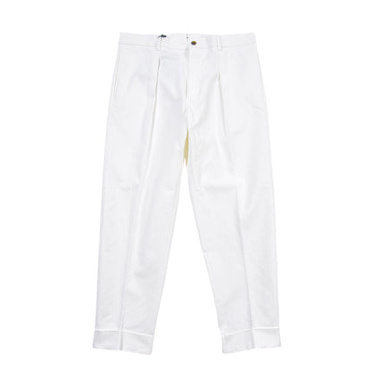 BERWICH “CHIAIA 1P” ストレッチコットン ワンタックチノパンツ ホワイト(chalk) 46 | GUARDAROBA MILANO OFFICIAL STORE